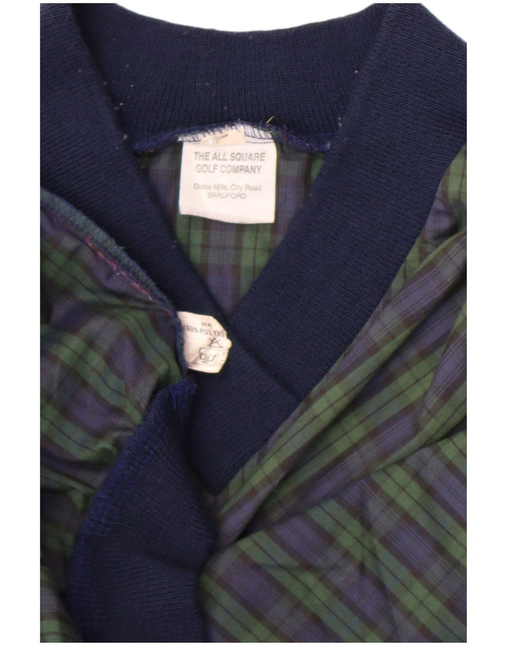 Vintage męski sweter dresowy Top XL granatowy poliester w kratkę