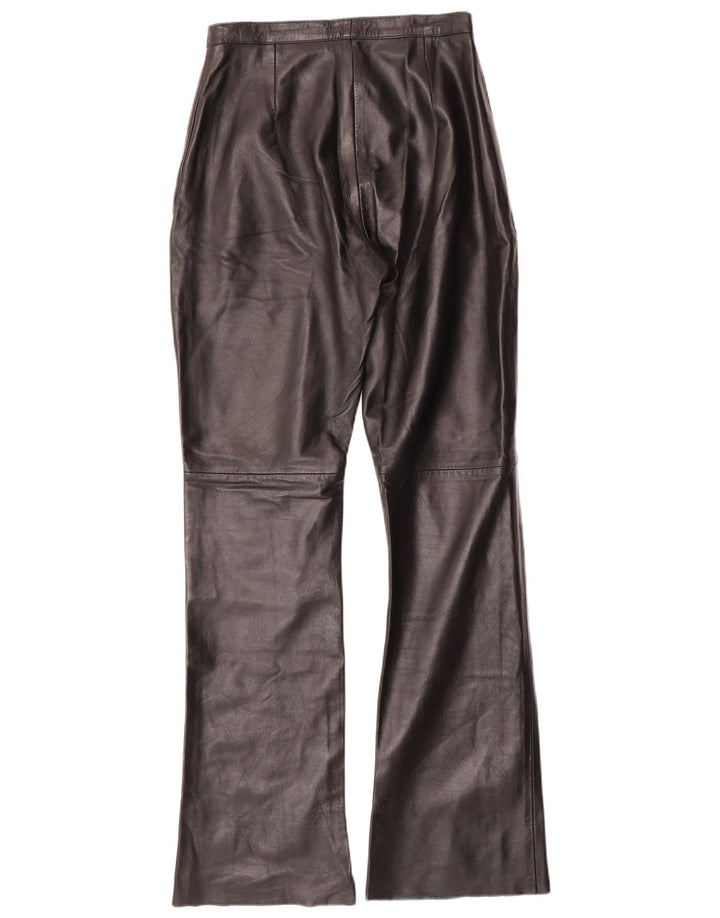 PARAGON Womens Bootcut Leather Trousers UK 12 Medium W28 L32 Black Leather