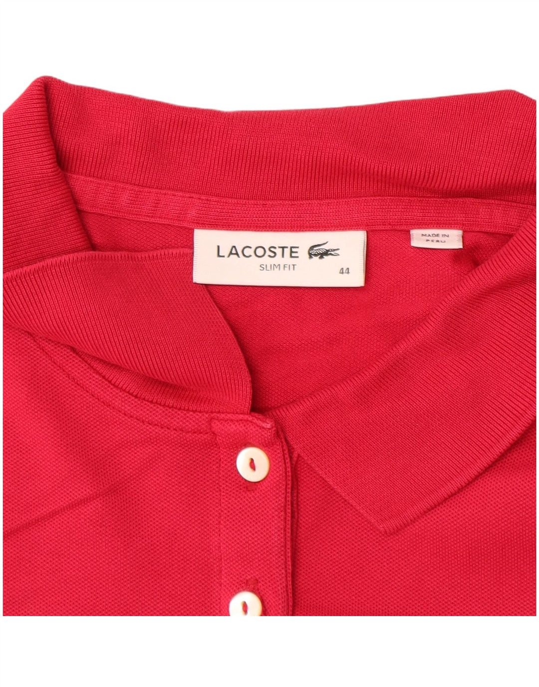 Damska koszulka polo LACOSTE Slim Fit z długim rękawem, rozmiar 44, duża, różowa bawełna