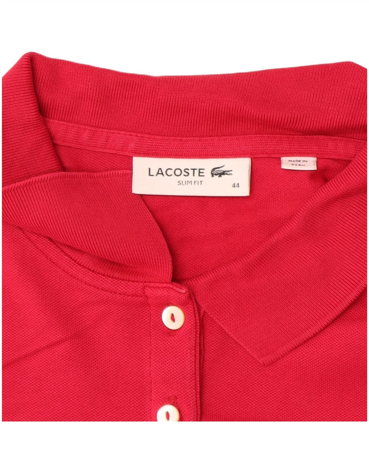 Damska koszulka polo LACOSTE Slim Fit z długim rękawem, rozmiar 44, duża, różowa bawełna