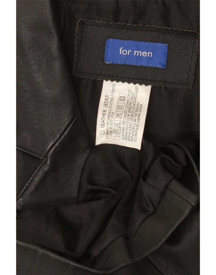 ATLAS FOR MEN Mens 4 Button Blazer Jacket UK 40 Large Black Leather Vintage Atlas For Men and Second-Hand Atlas For Men from Messina Hembry 