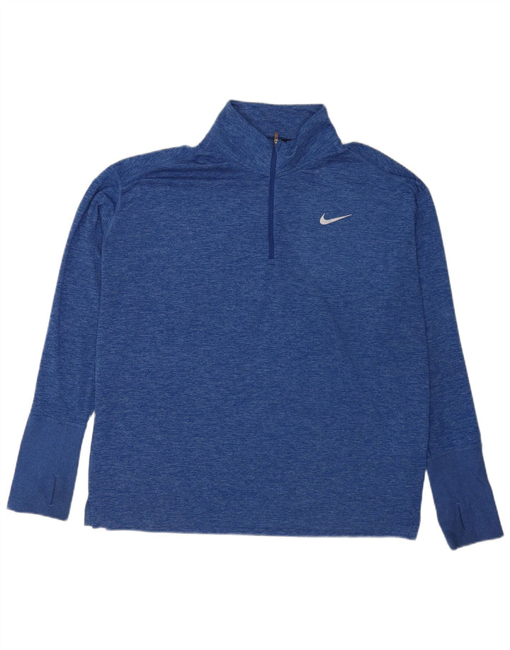 Męska koszulka do biegania Nike z zamkiem błyskawicznym i długim rękawem, XL, niebieski, nakrapiany poliester
