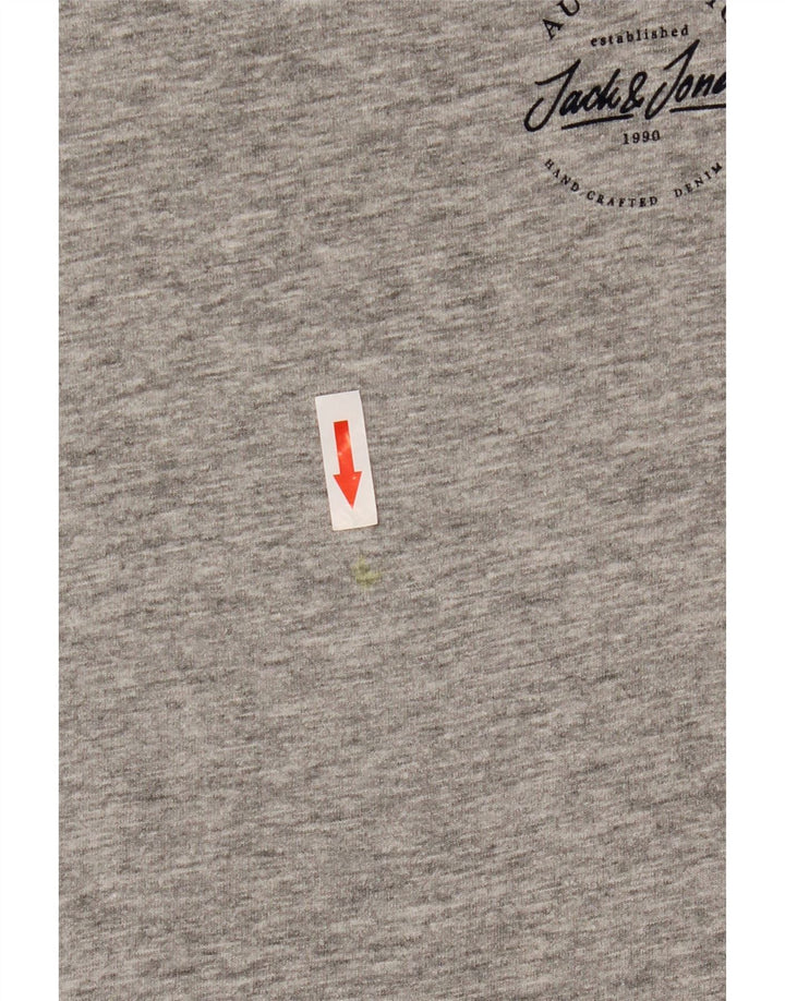 T-shirt męski Jack & Jones, mały, szary, z bawełny w plamki