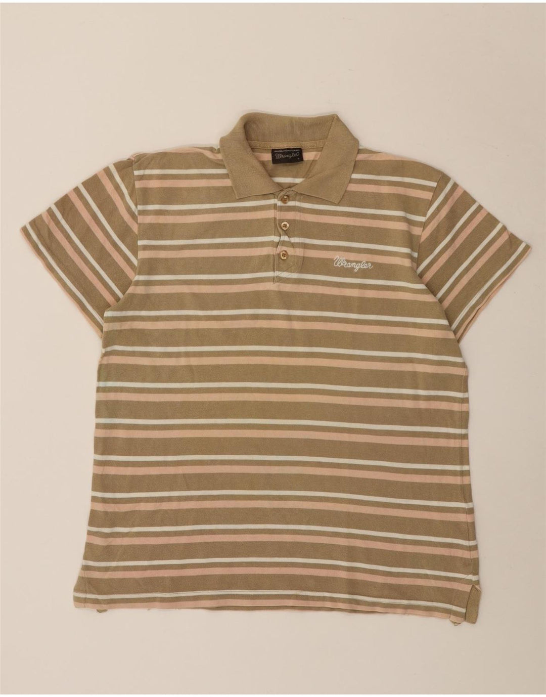 Męska koszulka polo Wrangler, duża, bawełniana w paski khaki