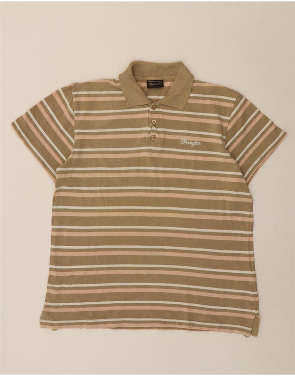 Męska koszulka polo Wrangler, duża, bawełniana w paski khaki