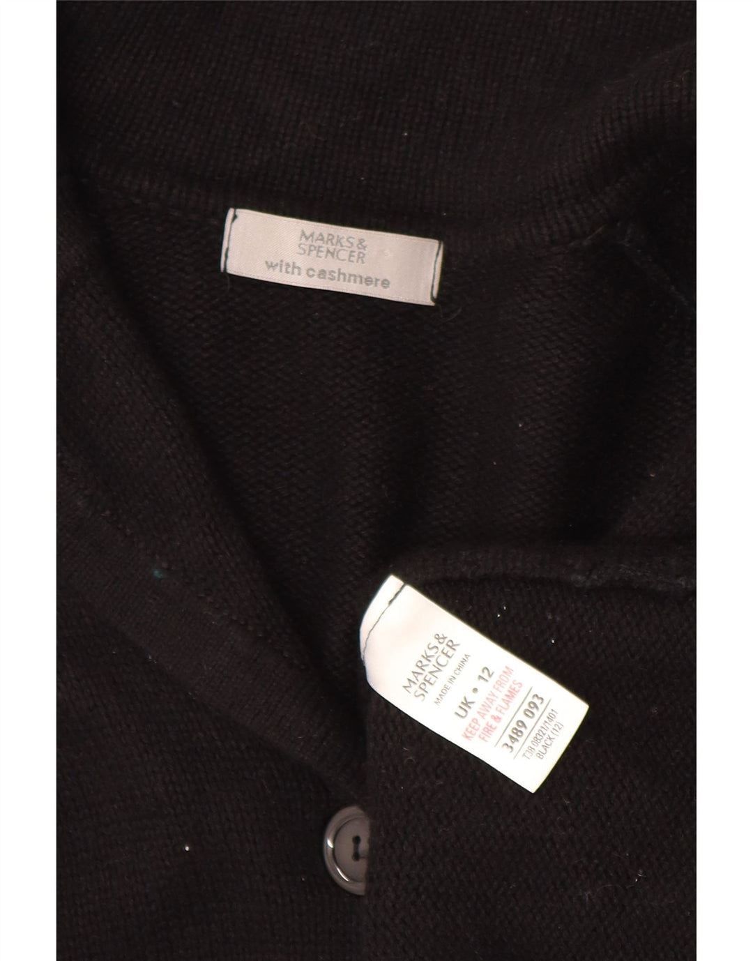Marks & Spencer Damski sweter rozpinany UK 12, średni czarny, bawełniany