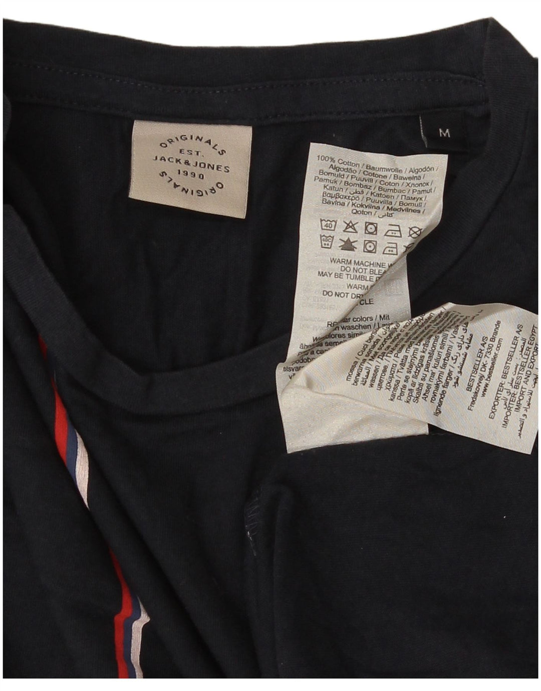T-shirt męski Jack & Jones, bawełniany, średni, granatowy w paski