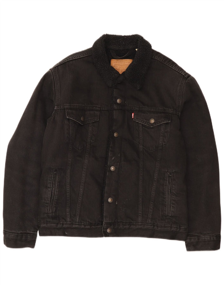 Męska kurtka dżinsowa Levi's Sherpa UK 38, średnia czarna bawełna