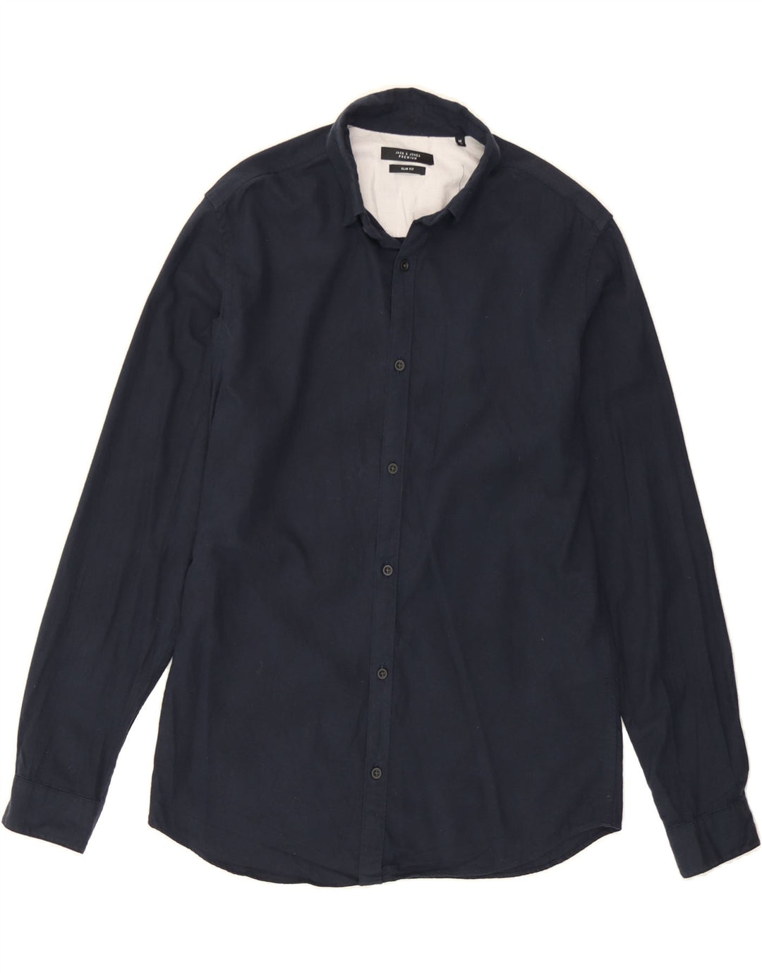 JACK & JONES Mens Premium Slim Fit Shirt Size 40 Medium Navy Blue Cotton Vintage Jack & Jones and Second-Hand Jack & Jones from Messina Hembry 