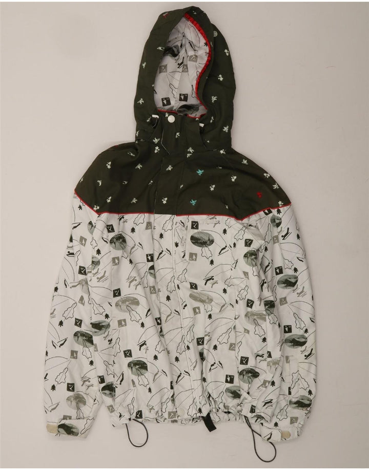 O'NEILL Womens Hooded Windbreaker Jacket UK 18 XL White Floral Polyester Vintage O'Neill and Second-Hand O'Neill from Messina Hembry 