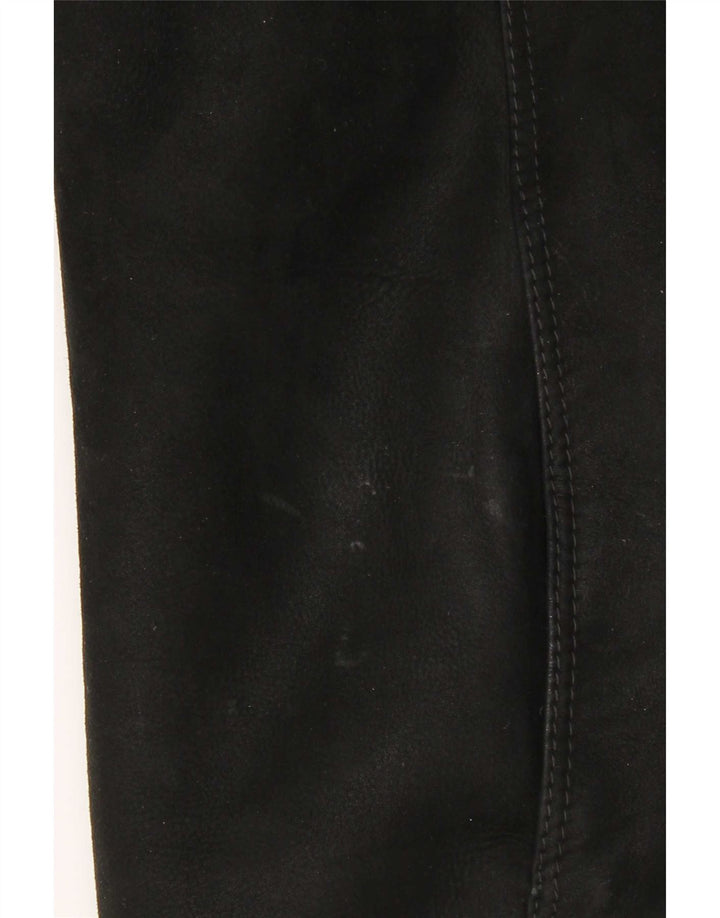 Vintage damski płaszcz oversize z owczej skóry IT 46, duży czarny shearling