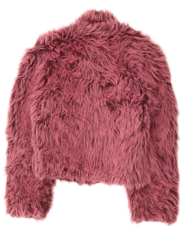 Vintage damska bolerko ze sztucznego futra UK 14, duży, różowy modakryl