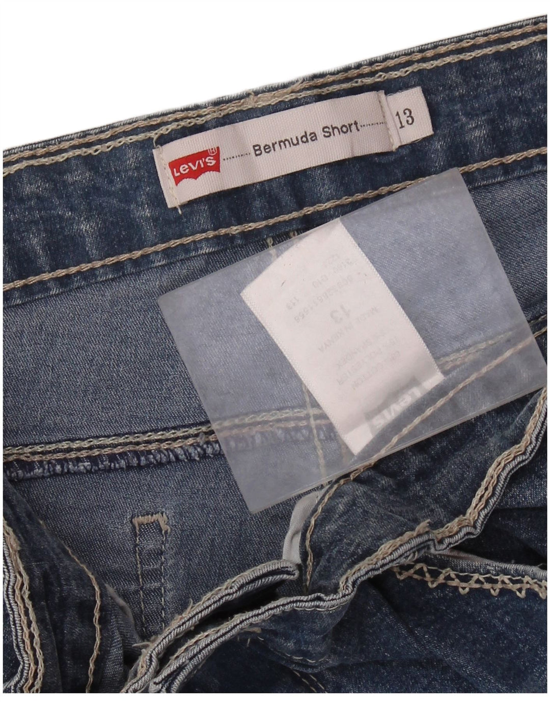 Damskie bermudy jeansowe LEVI'S w trudnej sytuacji US 13, duże, W32, niebieska bawełna