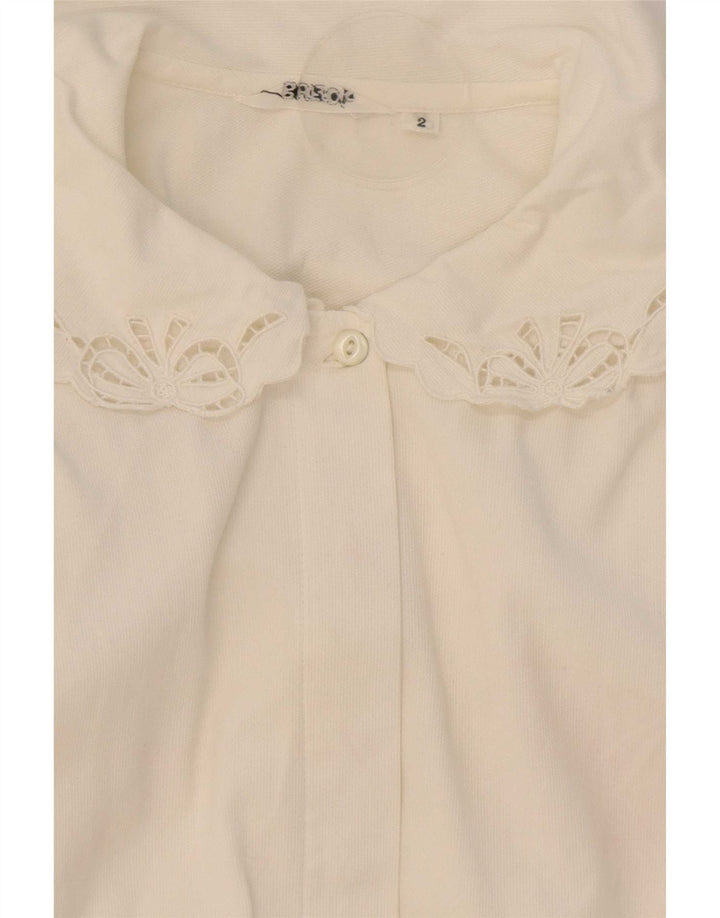 Bluzka damska Vintage UK 12 Średnia Biała