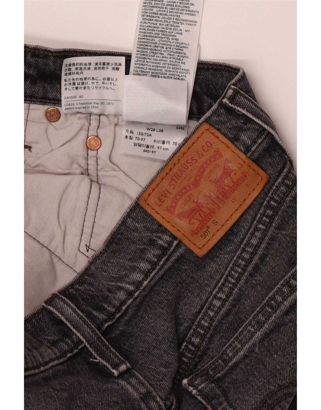 Damskie jeansy Levi's 501 Slim W28 L28 Szara bawełna