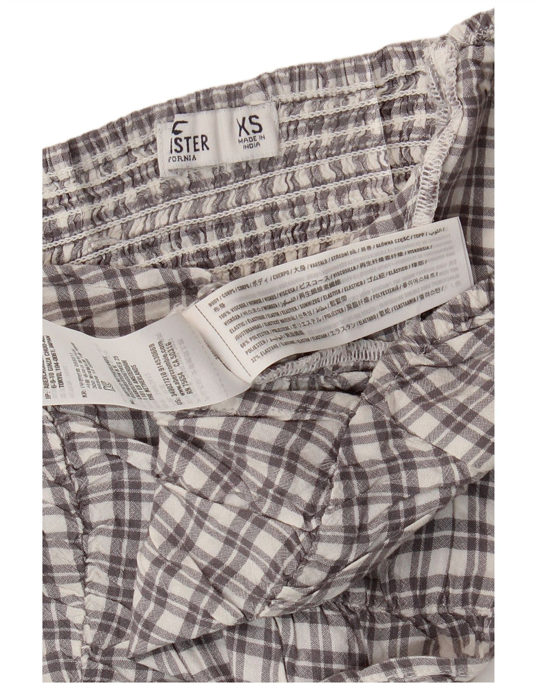 Damski krótki top HOLLISTER UK 4 XS w szarą wiskozę w kratę