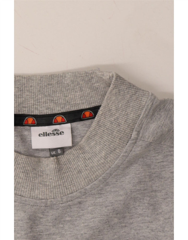 ELLESSE Womens Graphic Sweatshirt Jumper UK 8 Small Grey Cotton Vintage Ellesse and Second-Hand Ellesse from Messina Hembry 