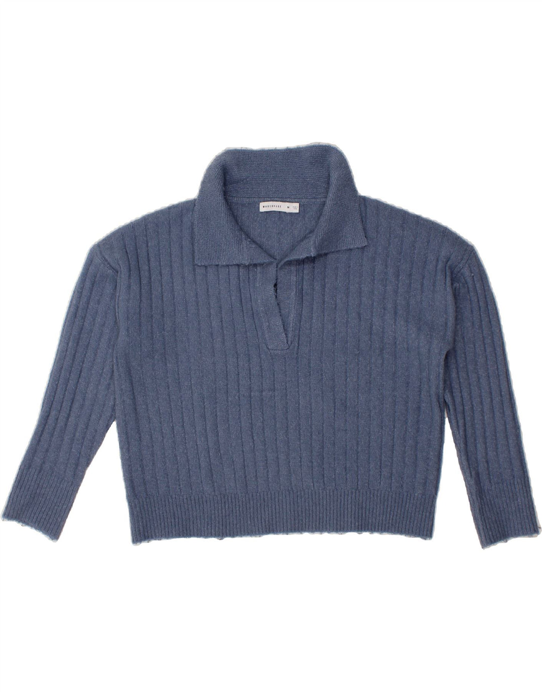 WAREHOUSE Womens Polo Neck Jumper Sweater UK 14 Medium Blue Polyester Vintage Warehouse and Second-Hand Warehouse from Messina Hembry 