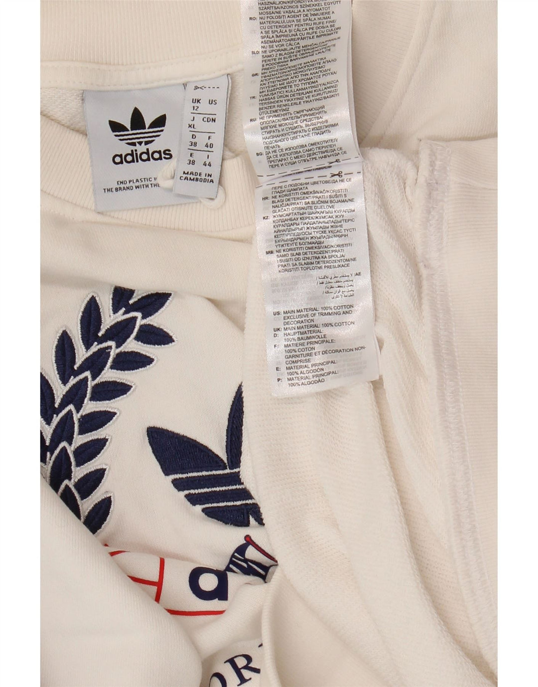 Damska bluza oversize ADIDAS z grafiką UK 12, średnia biel