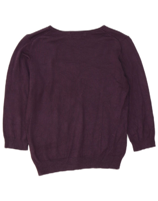 Sweter damski Marks & Spencer z rękawem 3/4 i dekoltem w kształcie litery V, UK 12, średni fiolet