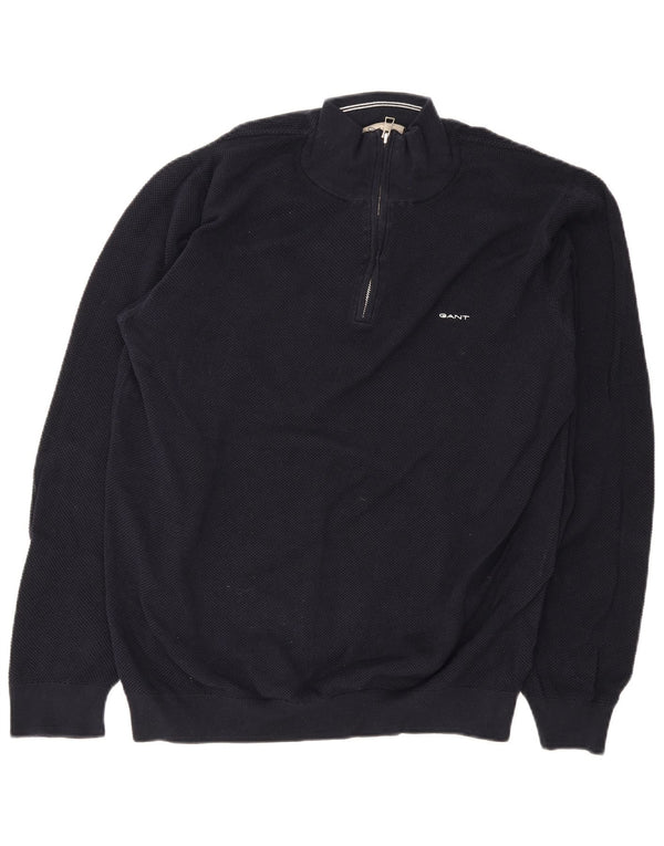 Męski sweter z zamkiem Gant, 2XL, granatowy, bawełniany