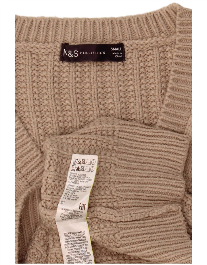 Marks & Spencer Damski sweter oversize z dekoltem w kształcie litery V, UK 10, mały beżowy