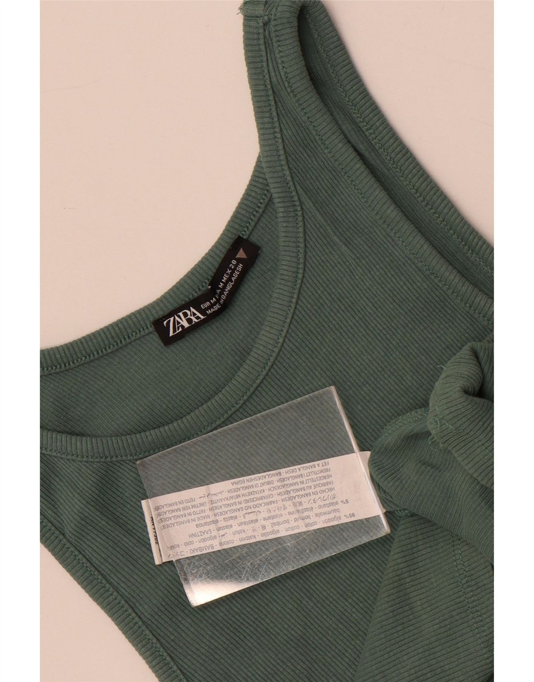 Damska kamizelka Zara Crop Top UK 12 Średnia zielona bawełna