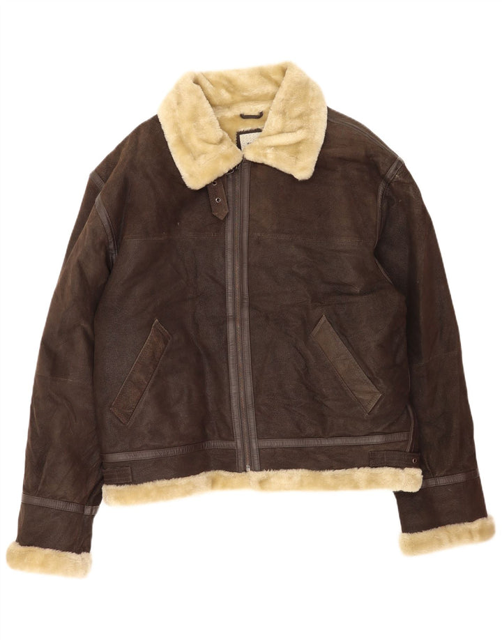 Conbipel Męska kurtka Shearling UK 42 XL Brązowa skóra
