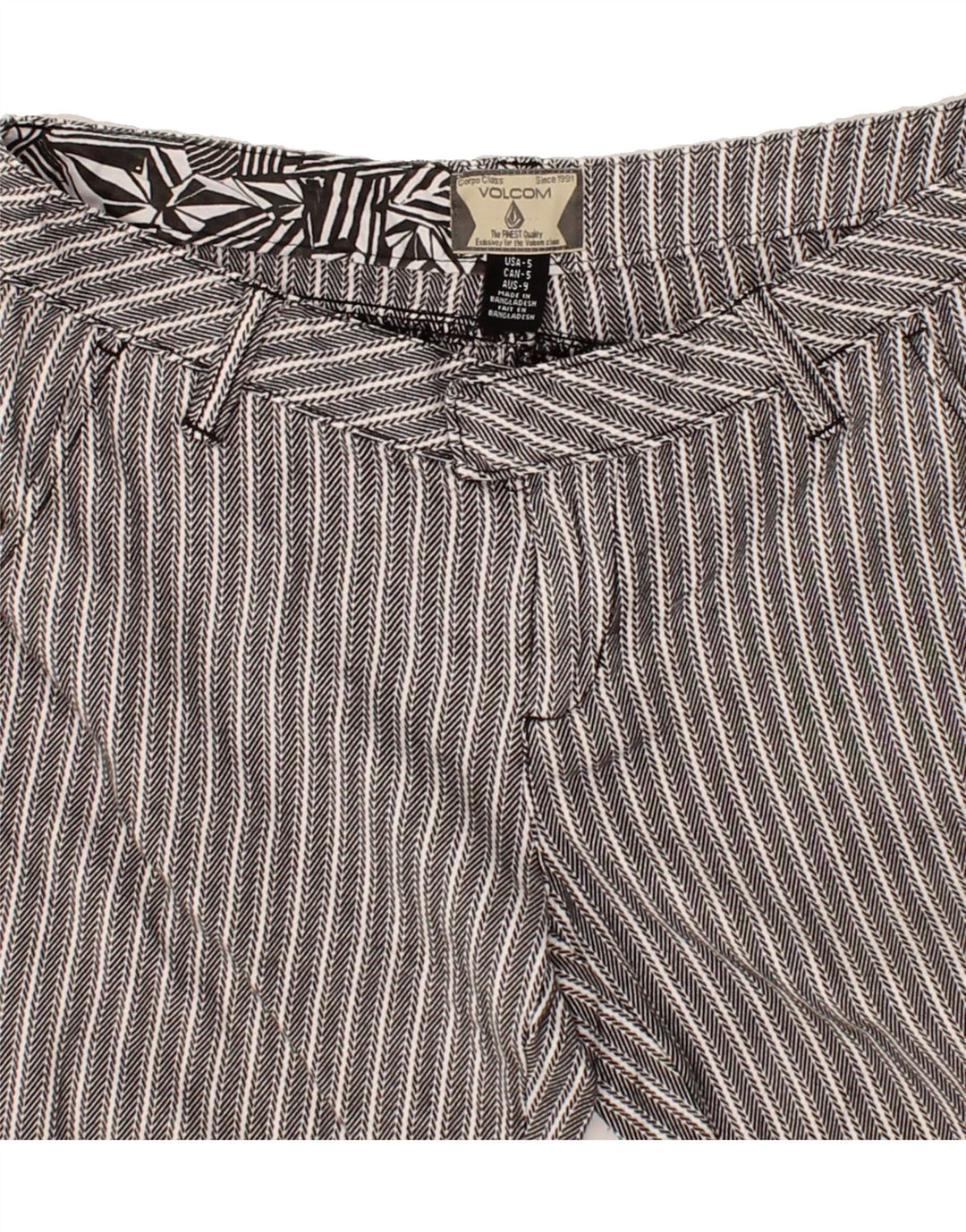 VOLCOM Womens Chino Trousers US 5 Medium W32 L24 Grey Striped Cotton Vintage Volcom and Second-Hand Volcom from Messina Hembry 