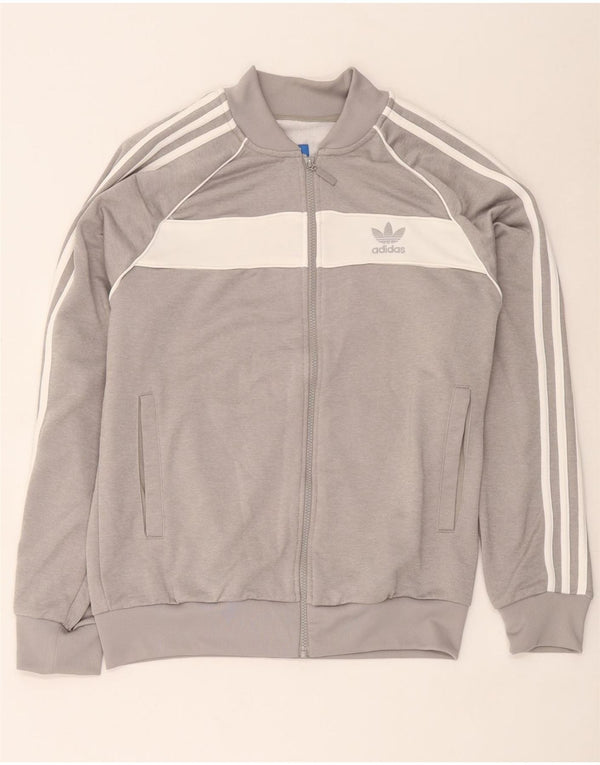 Męska kurtka dresowa Adidas, duża, szara, z blokami kolorów, poliester