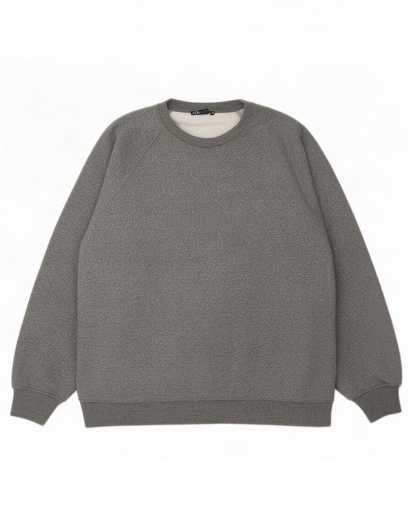 Damska bluza oversize Zara z grafiką UK 16, duża, szara, nakrapiana