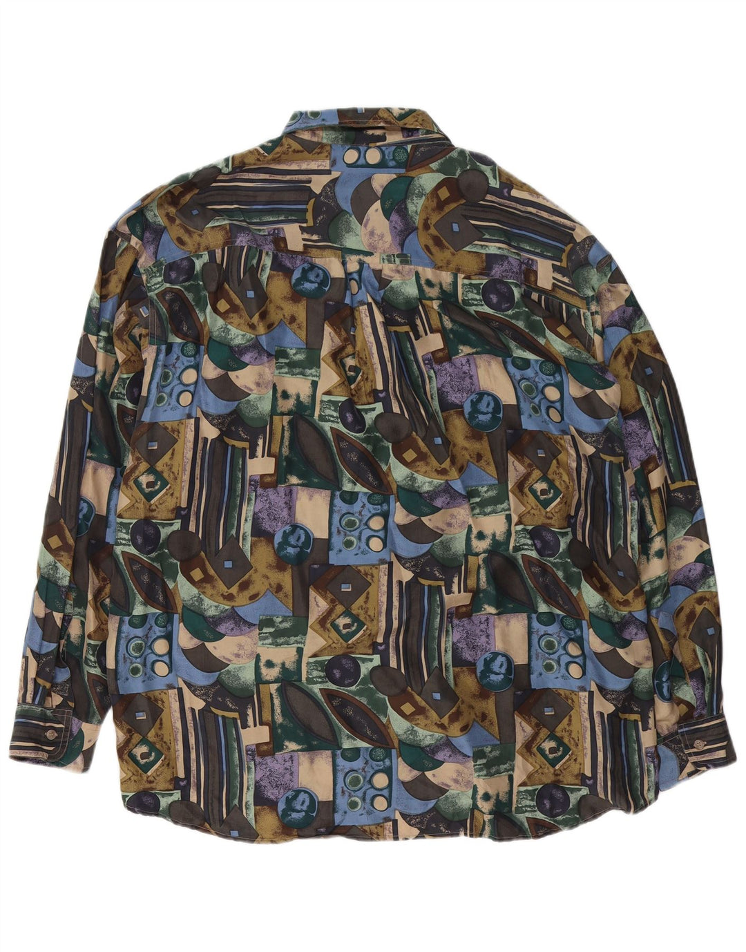 Nowa, szybka męska koszula w abstrakcyjny wzór, rozmiar 41/42, duży, wielobarwny jedwab