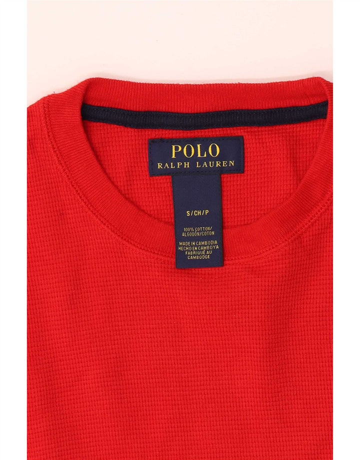 Polo Ralph Lauren Męski regularny top z długim rękawem, mały, czerwony, bawełniany