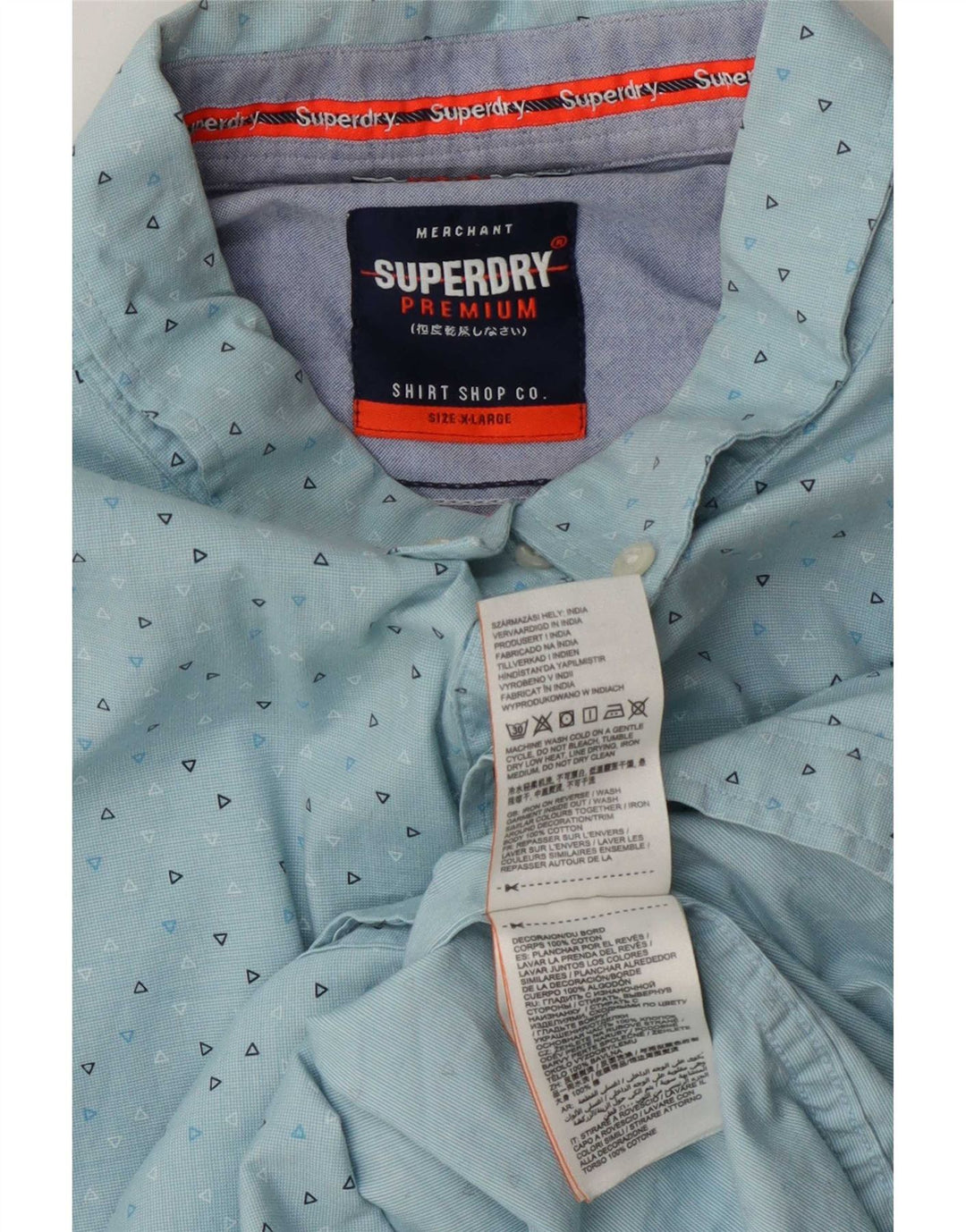 Koszula męska Superdry XL, niebieska, z geometrycznej bawełny