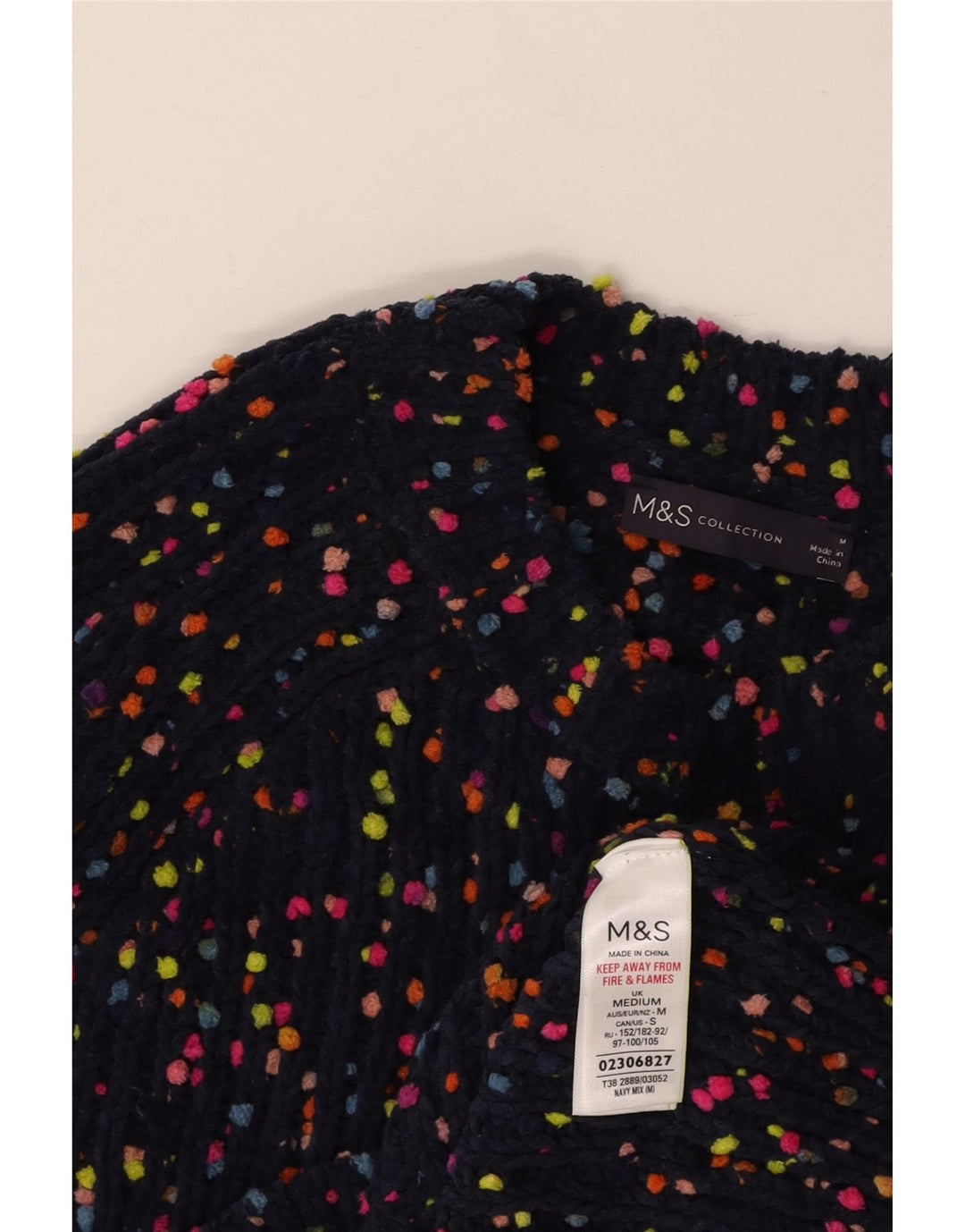 MARKS & SPENCER Damski sweter z okrągłym dekoltem UK 12 Średni granatowy