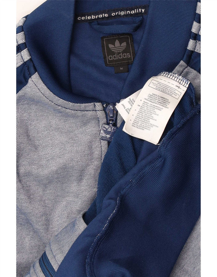 Męska kurtka dresowa Adidas, średnia, granatowa, bawełniana z blokami kolorów