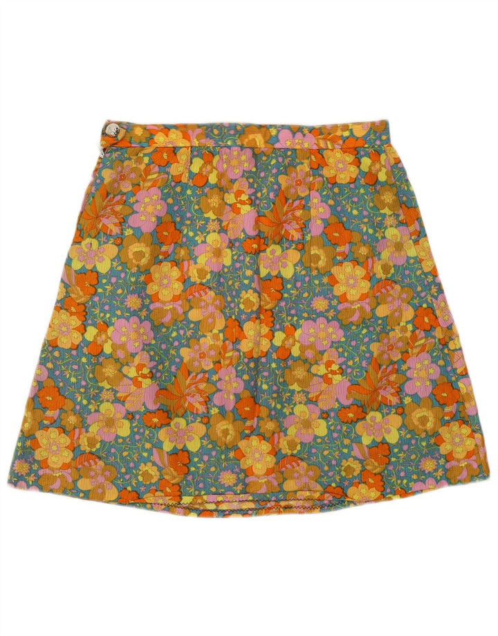 Vintage damska spódnica w kształcie litery A W26 mała zielona w kwiaty