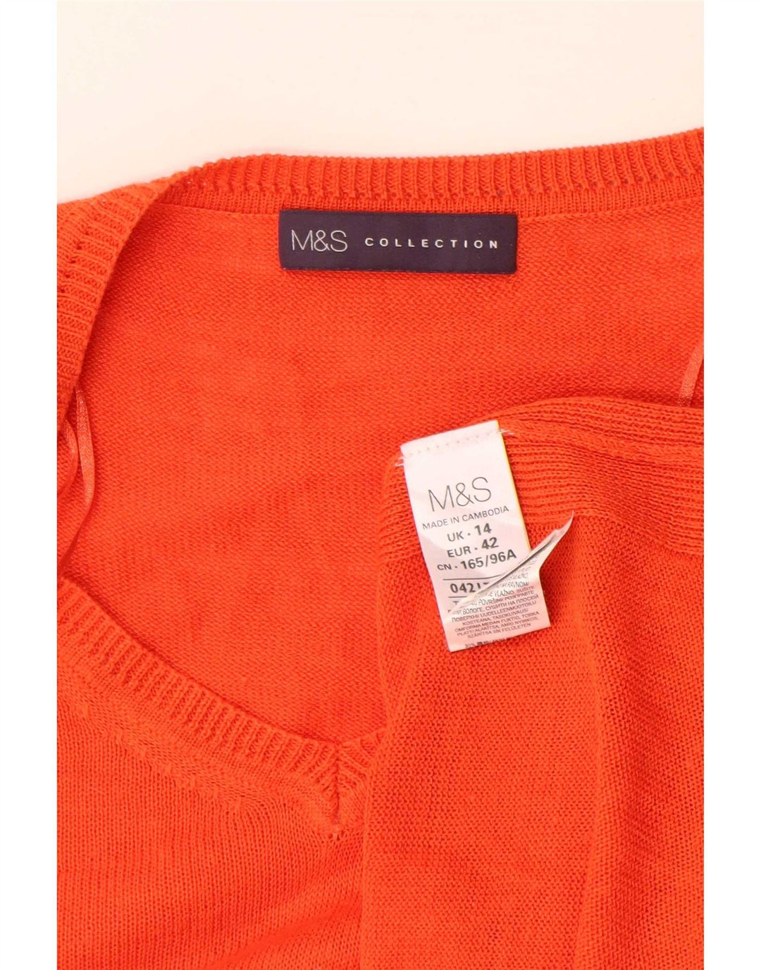 Marks & Spencer Damski sweter oversize z dekoltem w kształcie litery V, UK 14, duży pomarańczowy