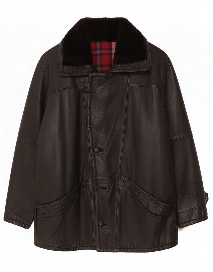 Vintage męska skórzana kurtka wiatrówka UK 36 Small Black