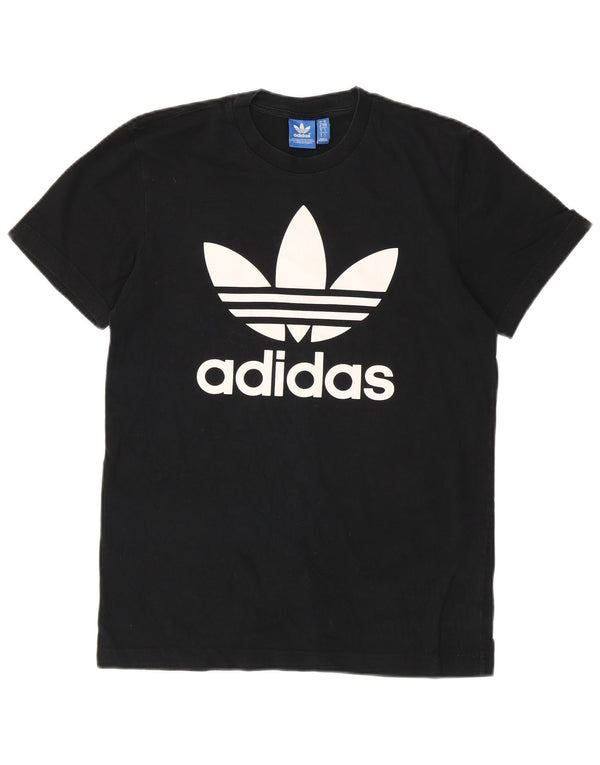 Męski T-shirt z grafiką ADIDAS, mały, czarny, bawełniany