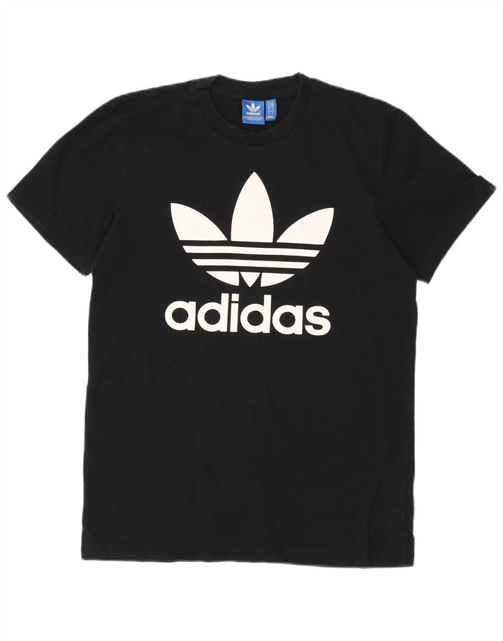 Męski T-shirt z grafiką ADIDAS, mały, czarny, bawełniany