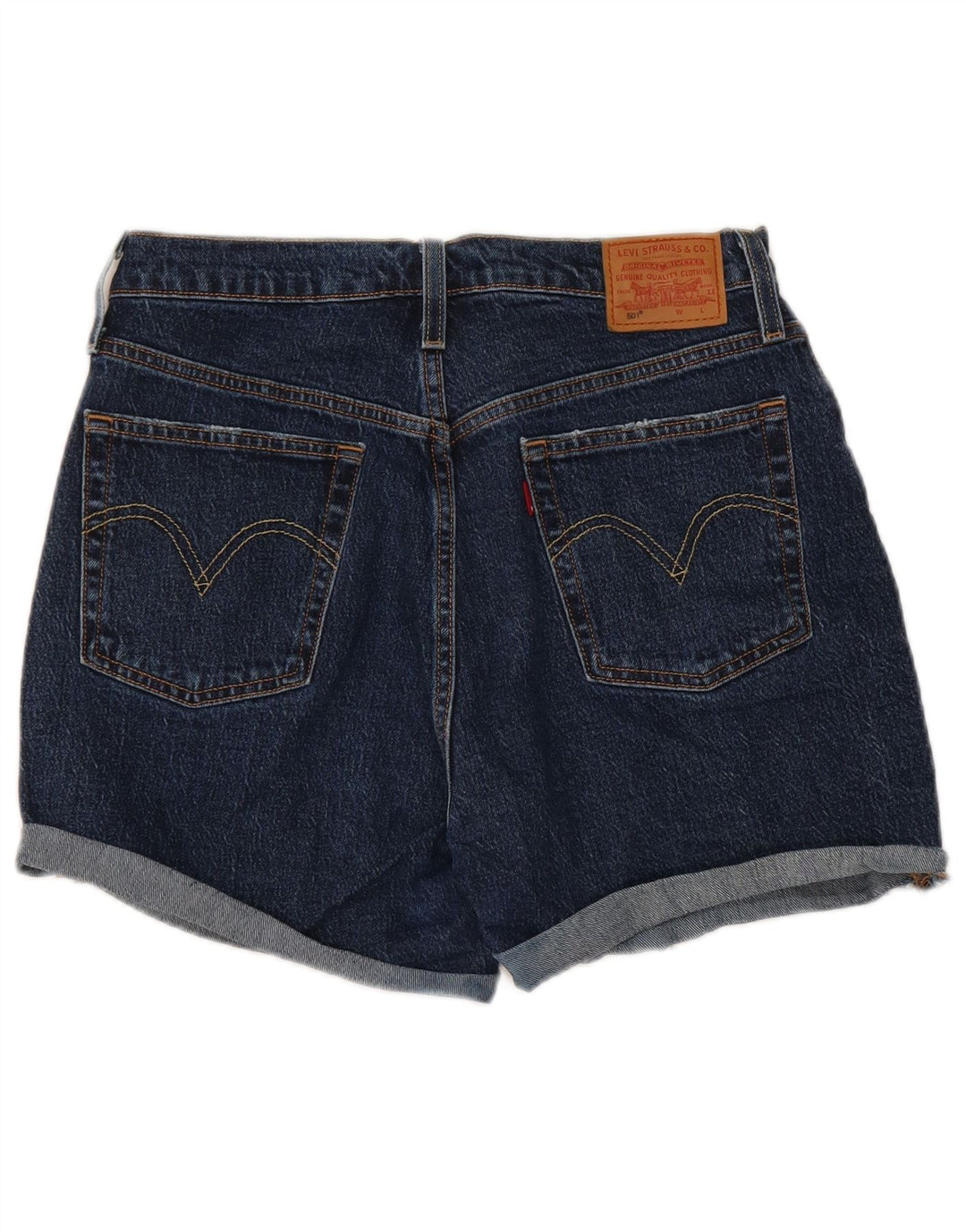 Damskie spodenki jeansowe Levi's 501 W30 Średni granatowy, bawełniany