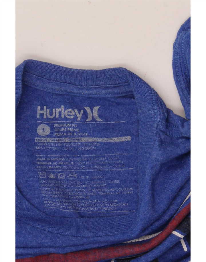 Męski T-shirt z grafiką Hurley Premium Fit, duży, niebieski, poliestrowy