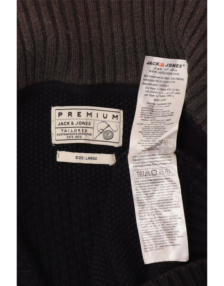 Męski sweter kardigan Jack & Jones, duży, czarny, bawełniany