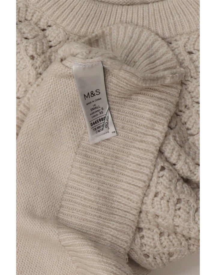 Marks & Spencer Damski sweter oversize z okrągłym dekoltem, UK 10, mały, biały