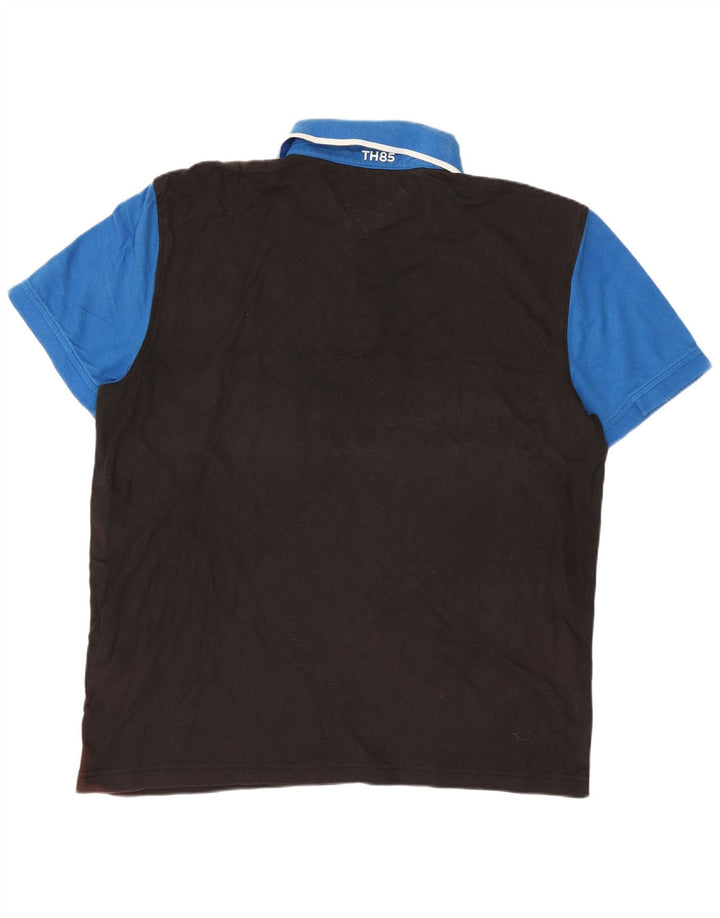 Męska koszulka polo Tommy Hilfiger, duża, czarna, bawełniana w bloki kolorów