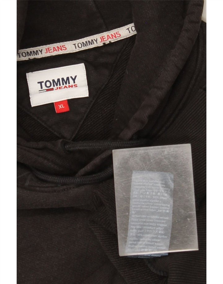 Męski sweter z kapturem i grafiką TOMMY HILFIGER XL, czarny, bawełniany