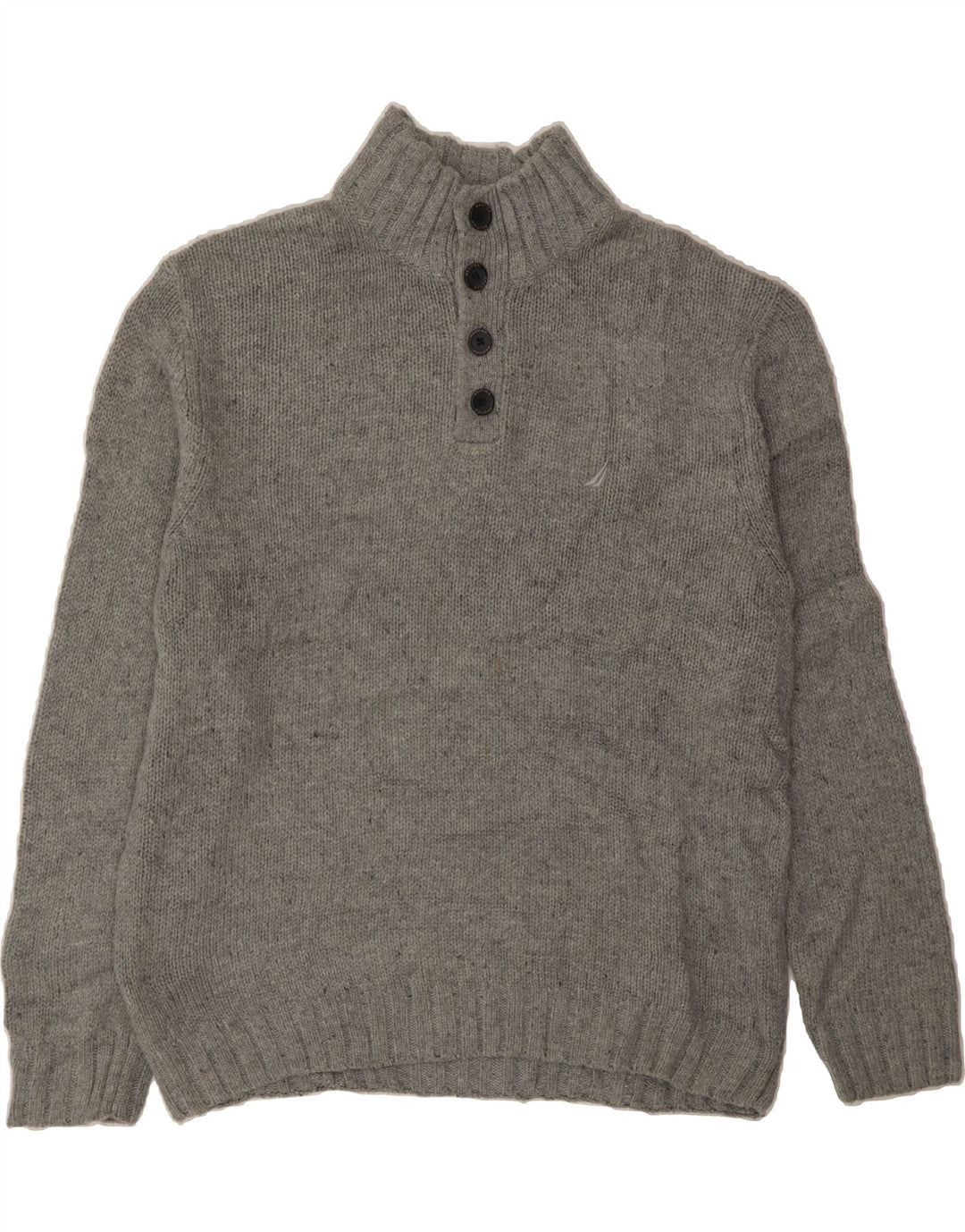NAUTICA Mens Button Neck Jumper Sweater XL Grey Acrylic Vintage Nautica and Second-Hand Nautica from Messina Hembry 