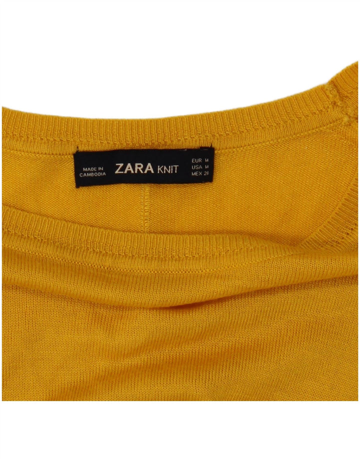 Sweter damski Zara z dekoltem w łódkę UK 14, średni żółty