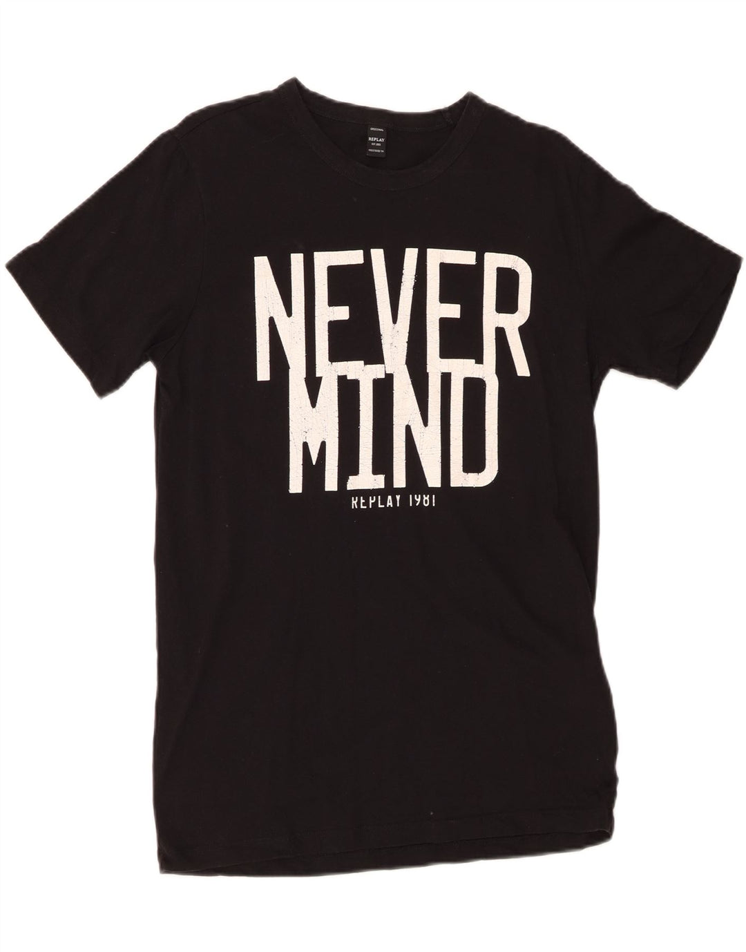 Męska koszulka z grafiką REPLAY Top, średnia czarna, bawełniana